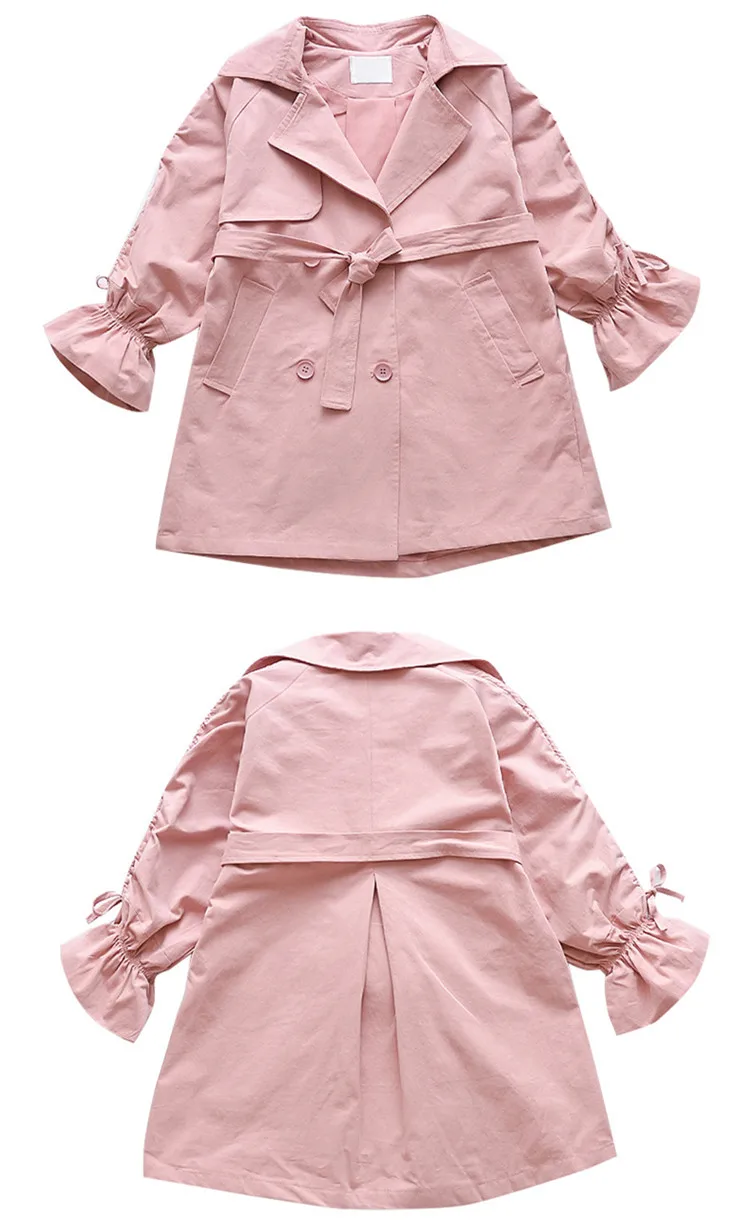 new style girls clothes teens windbreaker children long outfit coat princess trench coats 018