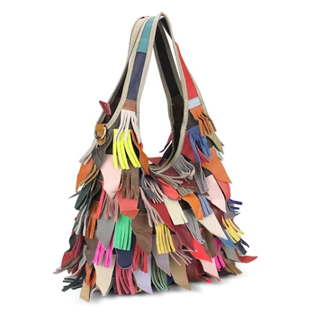 

Fashion Patchwork Top-handle Bags Designer Cattle Split Leather Bags Women Handbag Brand Ladies Shoulder Bags