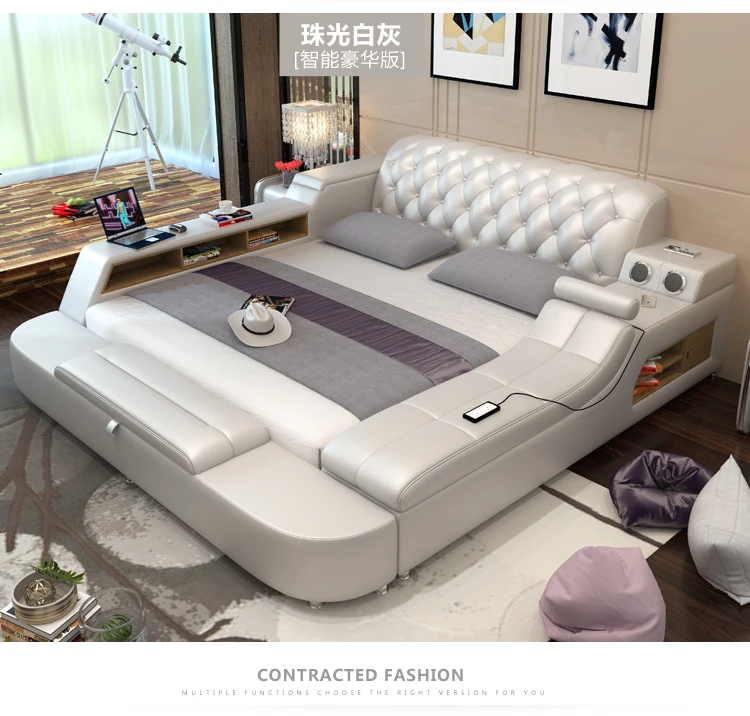 Домашняя мебель Easyliving умная кровать из натуральной кожи многофункциональная