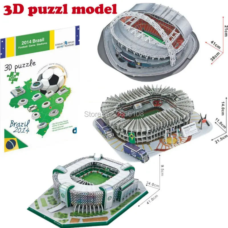 

3D puzzle football game stadiums model architecture Jigsaw puzzle diy paper educational puzzle toys for children,4 Styles
