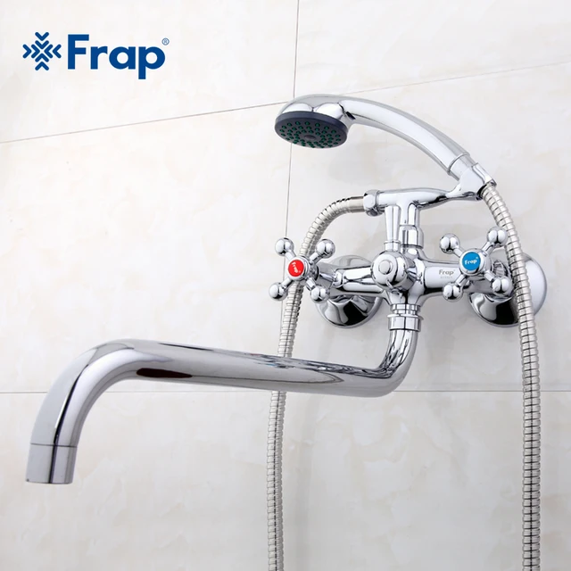 Frap Wall Mounted Shower Set Hand Bathroom Double Handle Dual Frap Wall Mounted Shower Set Hand Bathroom Double Handle Dual Hole Faucet With 36cm