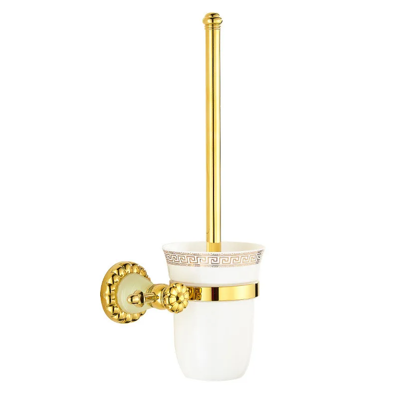 Держатель для туалетной щетки прикрепляемый к стене медный туалетный щеткодержатель керамическая чашка кристаллическая основа Золотая