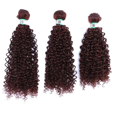 Sintético de Alta Temperatura da Fibra do Cabelo Feixes de Cabelo Marrom da Extensão do Cabelo Lote Weave Kinky Curly Cor Sintético 2 Pçs –