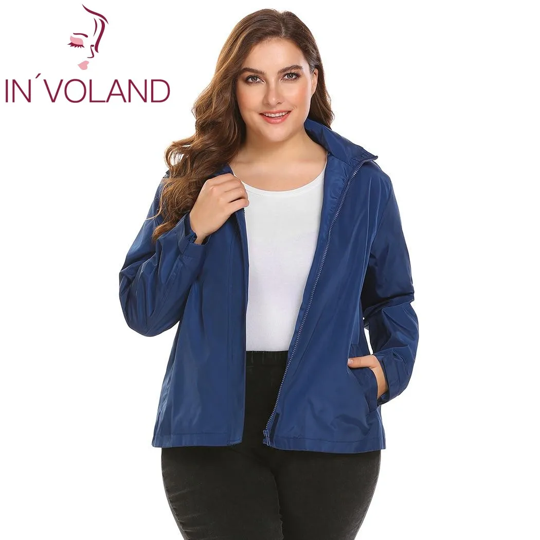 Женская куртка IN'VOLAND размера плюс легкая Повседневная ветрозащитная большого с