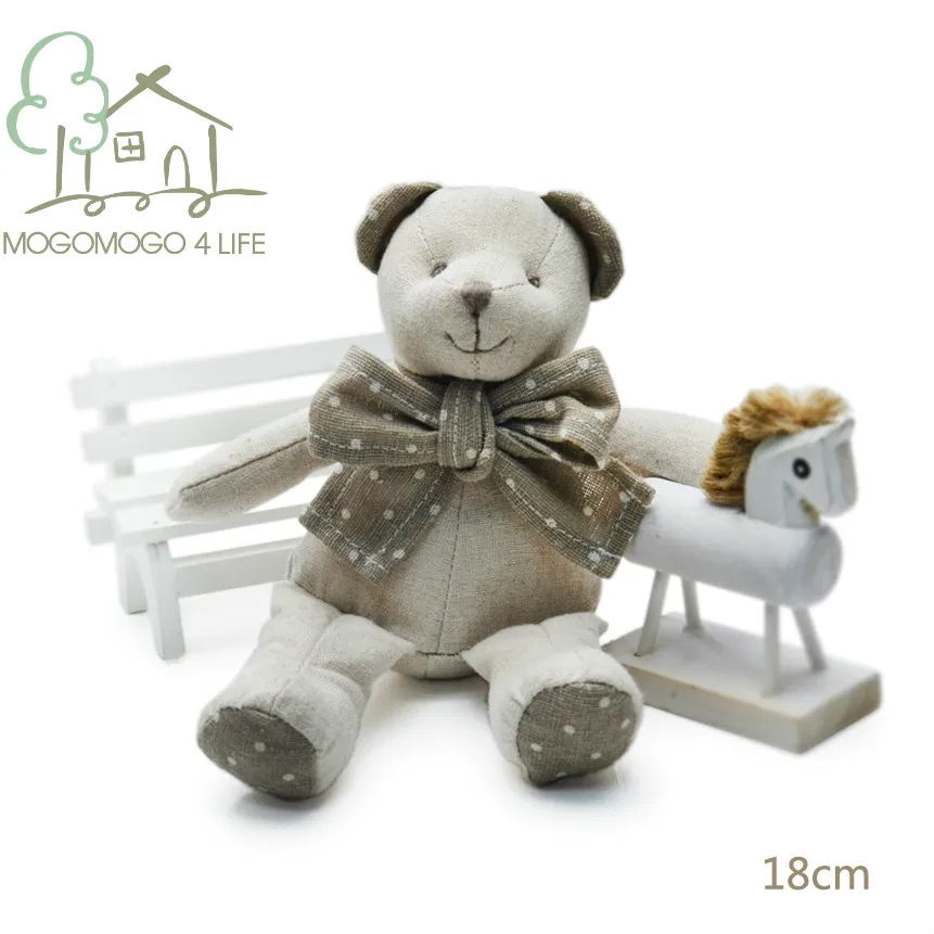 

18cm Luxury hand-made high quality cute stuffed teddy bear doll, cotton linen Eco material plush toys