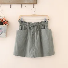 Женские юбки больших размеров, винтажная однотонная Юбка-миди с карманами и бантом на поясе, Новое поступление, летняя юбка в европейском и зеленом цвете для девочек, Faldas