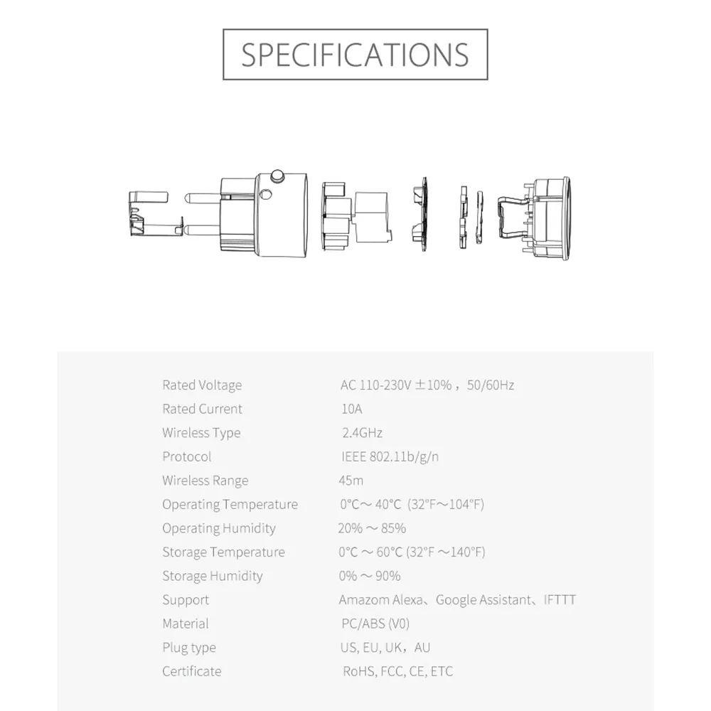 Умный дом умный мини WiFi розетка переключатель работает с Echo Alexa Google домашний пульт дистанционного управления ЕС Каса Inteligente#20
