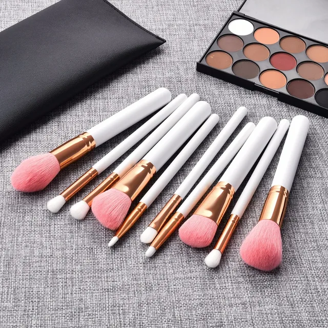 Brand New 10pcs Makeup Brushes Set Soft Synthetic Hair Oval Brush Blush