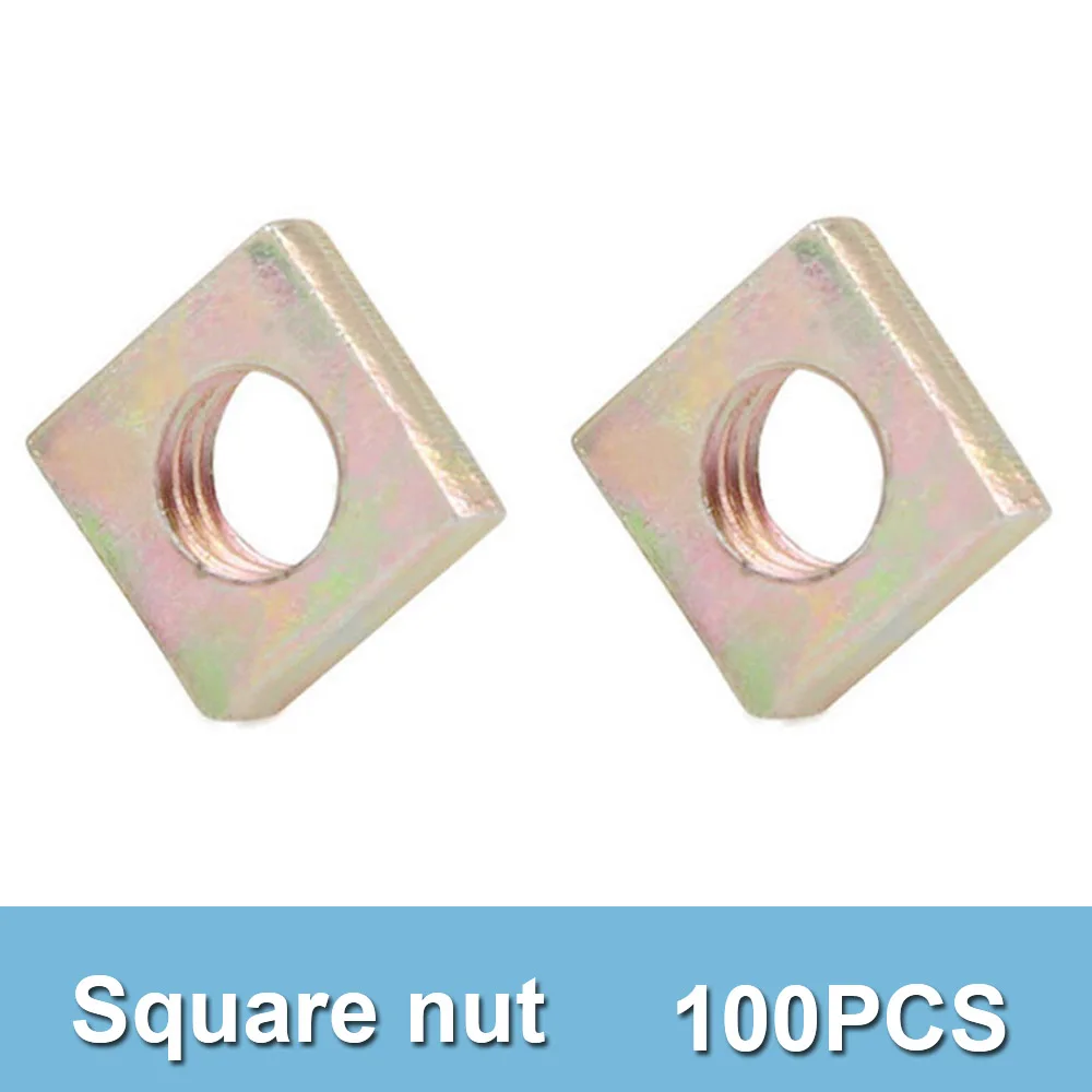 

100pcs M3 M4 M5 M6 M8 color galvanized square nut without beveled square quadrilateral carbon steel pressed nut block square nut