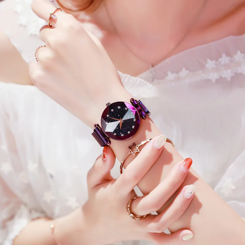 2019 Роскошные Для женщин часы-браслет звездное небо магнитные часы со стразами наручные часы женские часы reloj mujer