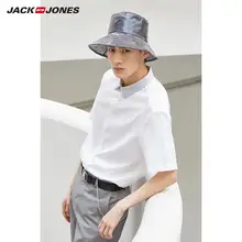 JackJones Мужская хлопковая Однотонная рубашка с короткими рукавами E | 219104501