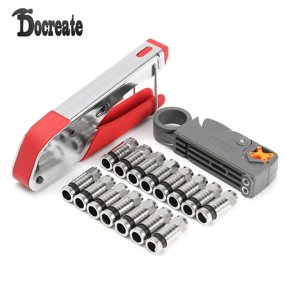 Compression Tool For RG6 RG59 F Cable Connector Coaxial Crimper Striper CATV TV