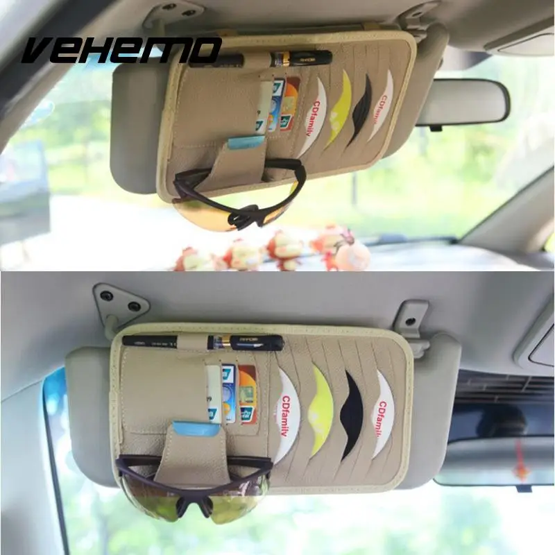 Многофункциональный Авто Автомобиль Солнцезащитный козырек кожаный чехол для DVD для CD кошелек сумка держатель(только черная сумка