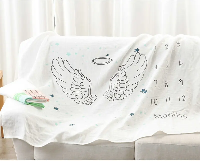 Baby Blanket Newborn Swaddle Stroller Bedding Wrap Photo Background Monthly Growth Milestone Number Photography Props Outfits (5)