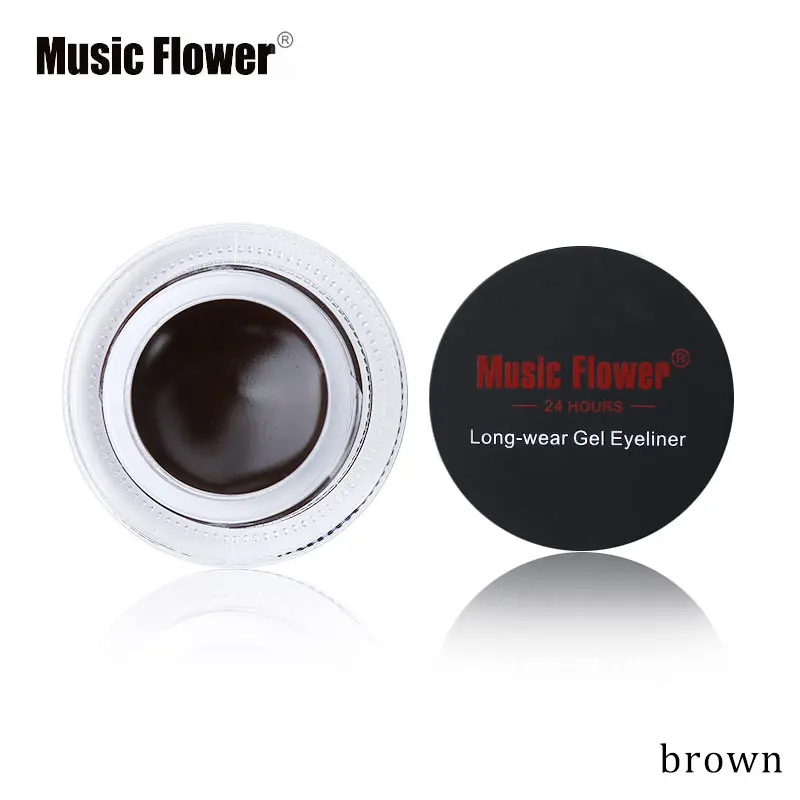 Music Flower брендовая черная водостойкая гелевая подводка для век, косметическая гелевая подводка для глаз с кистью, 24 часа, долговечная для женщин - Цвет: Brown