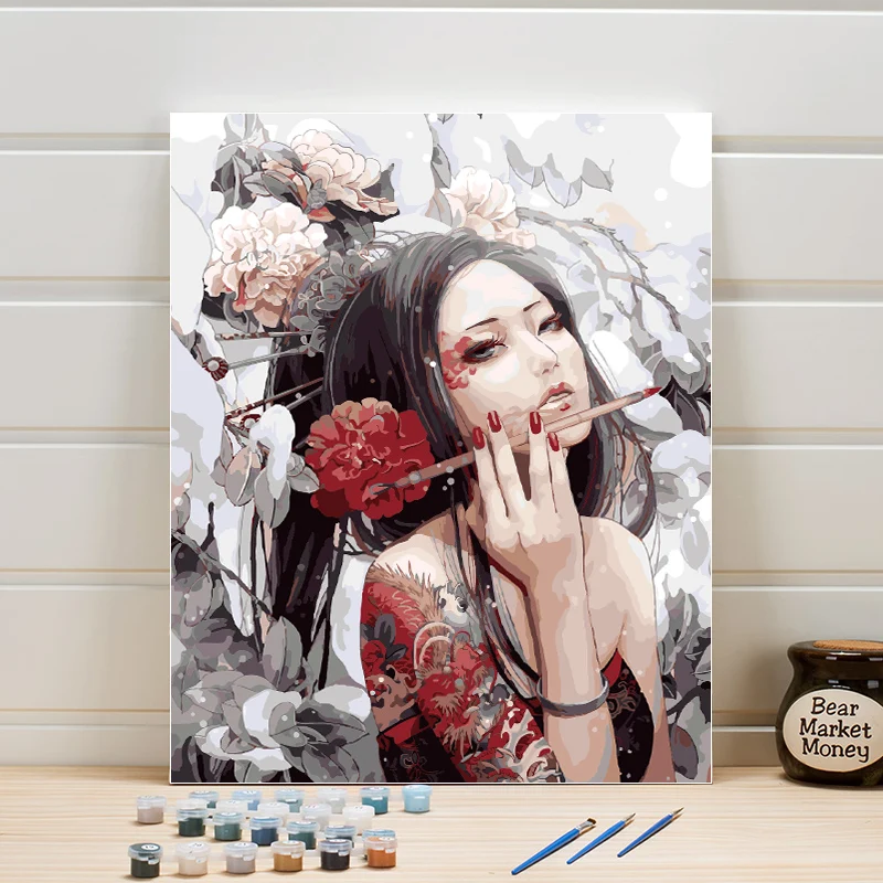 

DIY Paint By Number Canvas Acrylics Artwork Coloring Picture Hand Drawing Oil Painting For Bedroom Wall Home Decoration 40x50cm