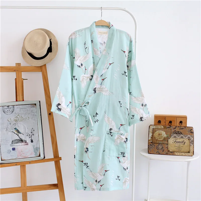 Women's Yukata Japanese Kimono Robes Pajamas Sets Cotton Dress Shorts Pants Nightgown Sleepwear Bathrobe Leisure Wear Homewear