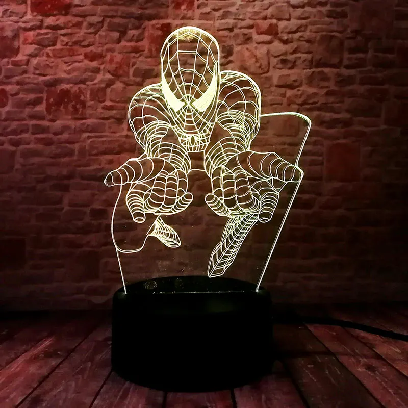 

Luminous The Amazing SpiderMan Action Figure 3D Illusion Led Lamp Colorful Nightlight Flash Lighting Glow Spider-man Model Toys