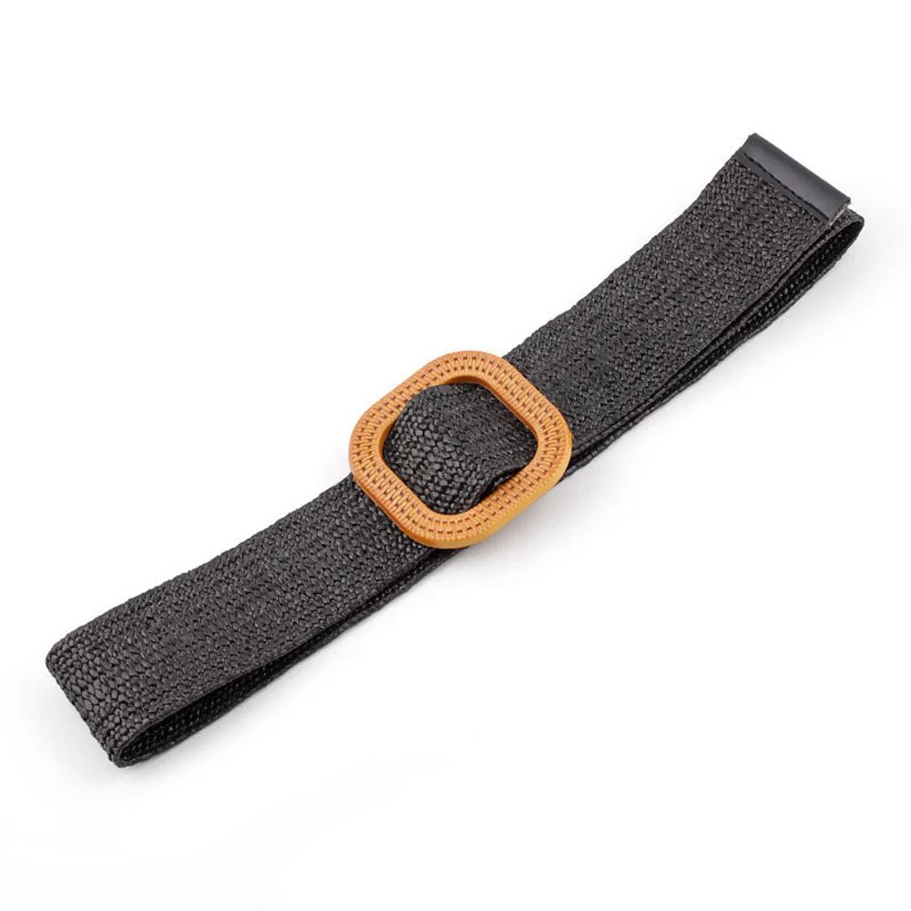 Women's Braided Woven Belt Round Square Buckle Casual Jeans Dress Decor Belts BLTYN0342 - Цвет: 903-Black
