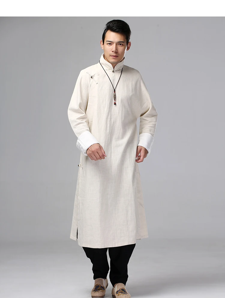 LZJN мужские льняные рубашки Китайская одежда платья с длинными рукавами рубашки винтажный халат этнический наряд Masculina Gomlek Мужская рубашка MF-6