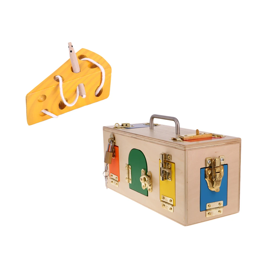 Montessori Materials Wooden Educational Toy for Kids Boys Girls - Lock Box & Cheese Maze