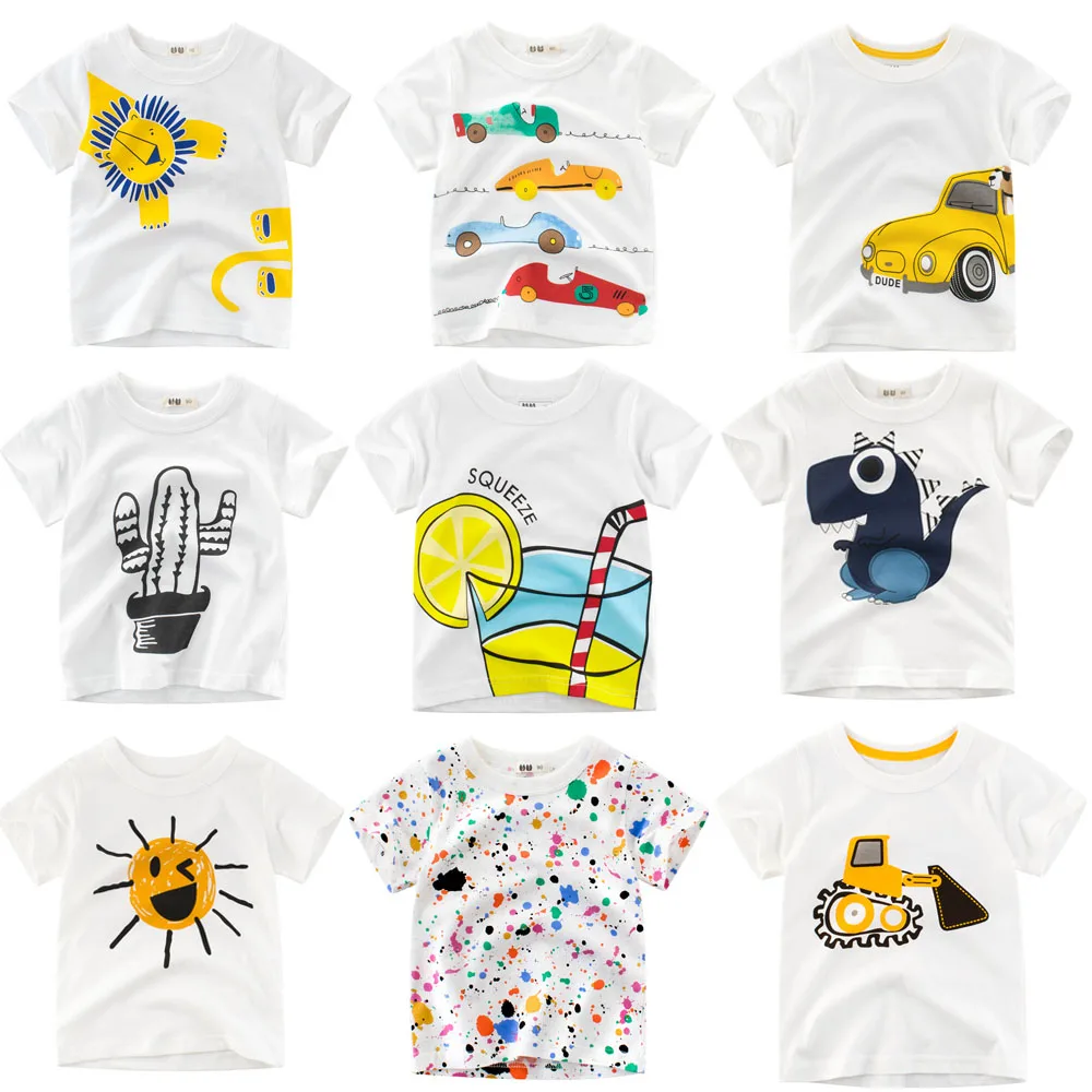 

Boys Girls Short Sleeve T Shirts Cartoon Print T-shirt Motion Tennis Football Badminton Tee Cotton Girls Tops For Kids Clothing