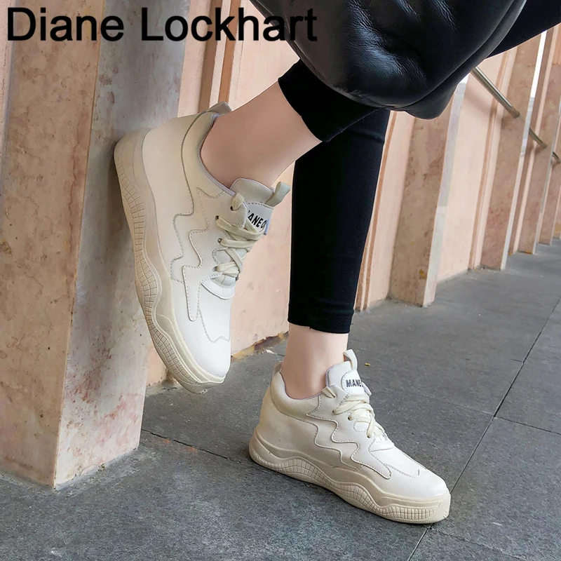 

New 2019 Spring autumn Breathable Comfortable Shoes Women Flats Soft Leather Fashion Women's Casual Brand White Vulcanized Shoes