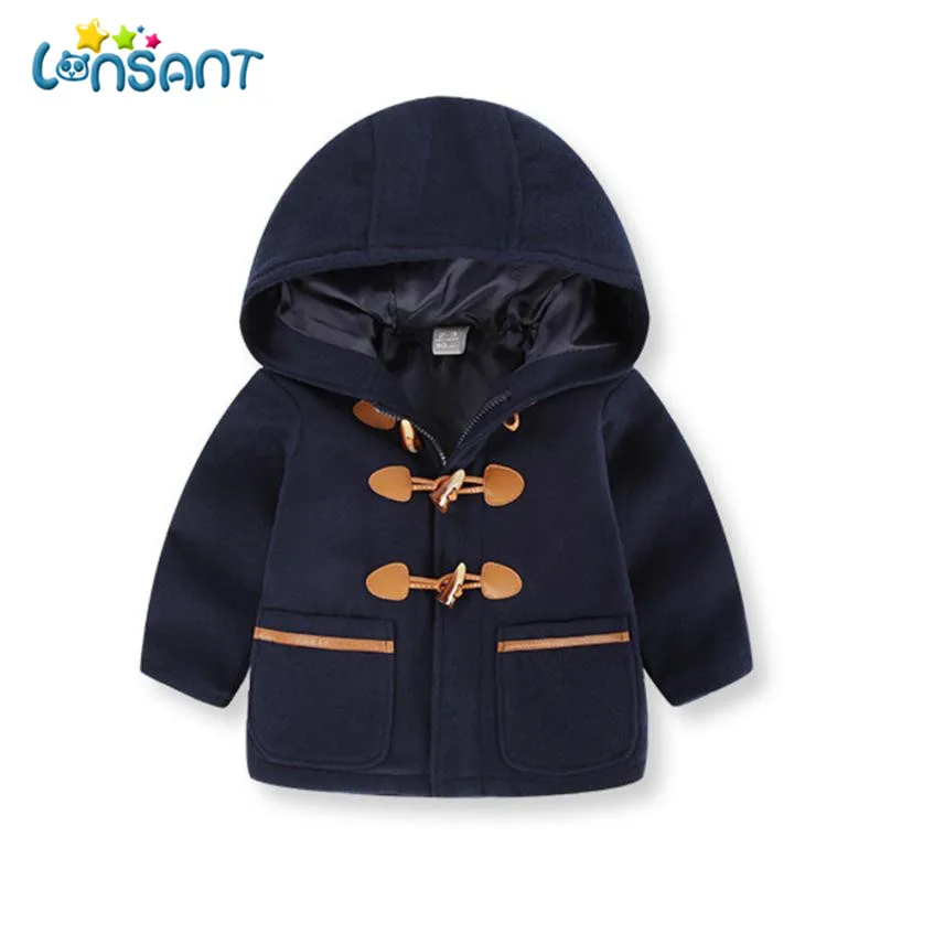 

LONSANT Coat Baby Boys Girls Coat Zipper Hooded Tops Baby Clothes Solid Children's Winter Jackets Warm Clothes Dropshipping De14