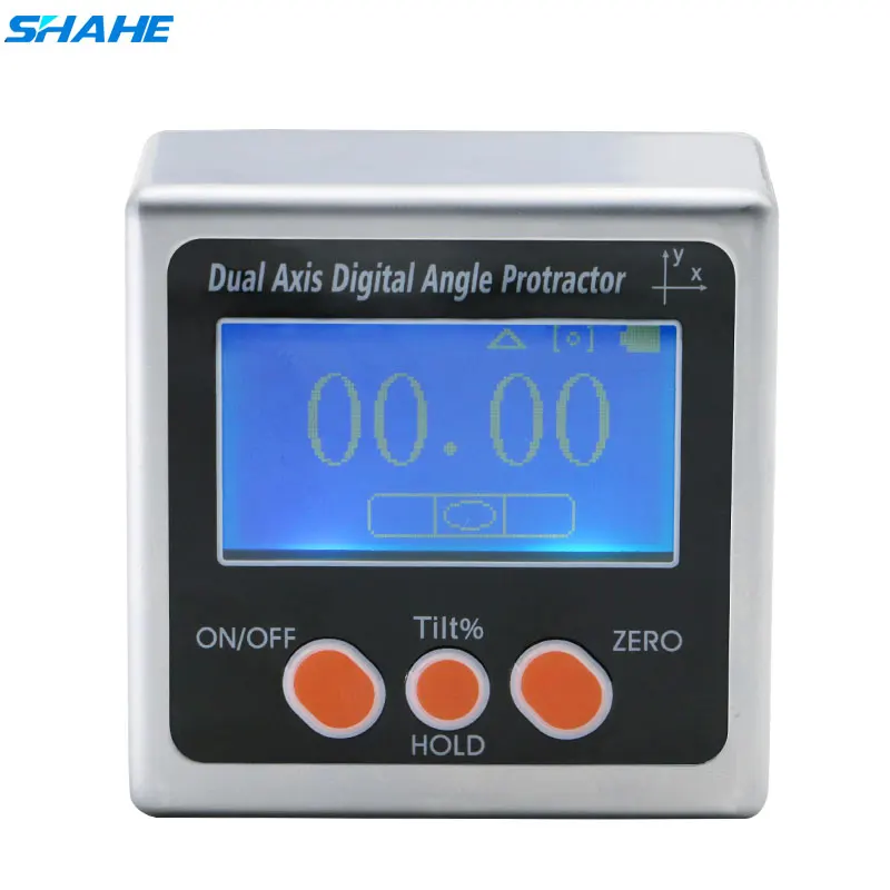 SHAHE Metal Dual axis Digital Angle Gauge Level Protractor Angle Finder Bevel Gauge Inclinometer wi