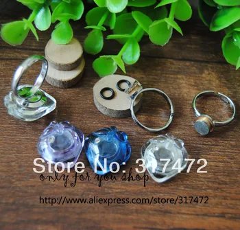 

Freeshing! 20set/lot MIX vial pendant cover Finger Ring DIY ( glass vial & screw base ring & black rubber ring)