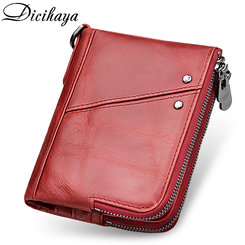 Dicihaya New Double Zipper Women Wallets Genuine Leather Womens Wallets