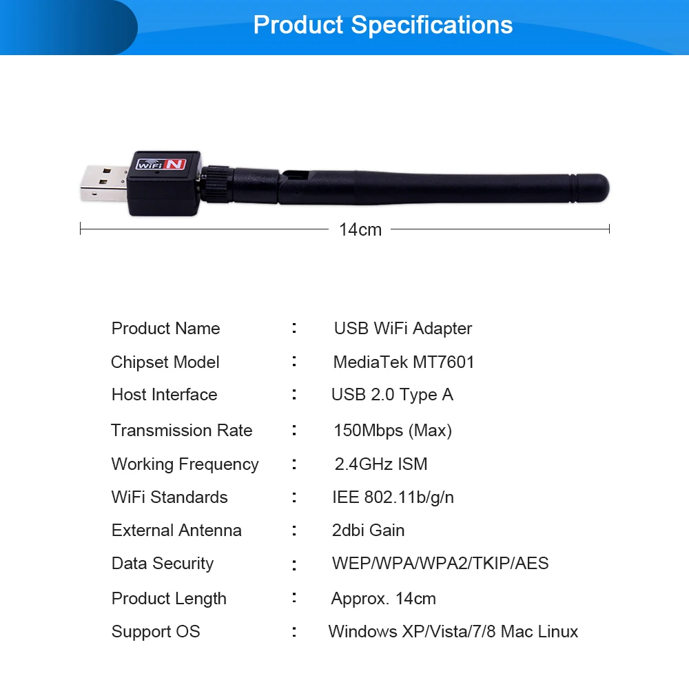 CHIPAL 150 Мбит/с USB WiFi адаптер мини Wi-Fi приемник Внешняя беспроводная LAN сетевая карта антенна 802.11n для ПК ноутбук Настольный