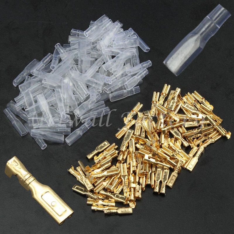 

(200pcs)/Set 2.8mm Female Spade Connectors & Insulating Sleeves 100pairs Crimp Terminals AWG 22-16 0.5mm2-1.5mm2