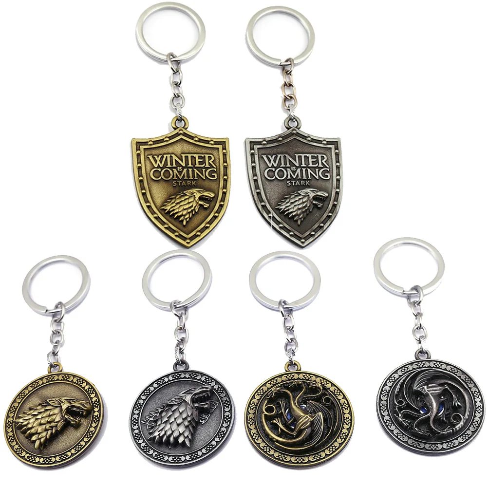 

Game of Throne Keychain Metal Alloy Stark Targaryen Jon Snow Pendant Key Ring Bag Charm Key Chain llaveros Men Jewelry