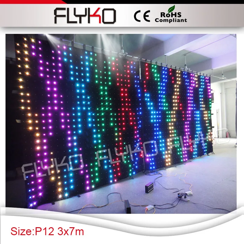

Free shipping 3m*7m led wall Pixel 120mm best price latest technology flexible LED video curtain