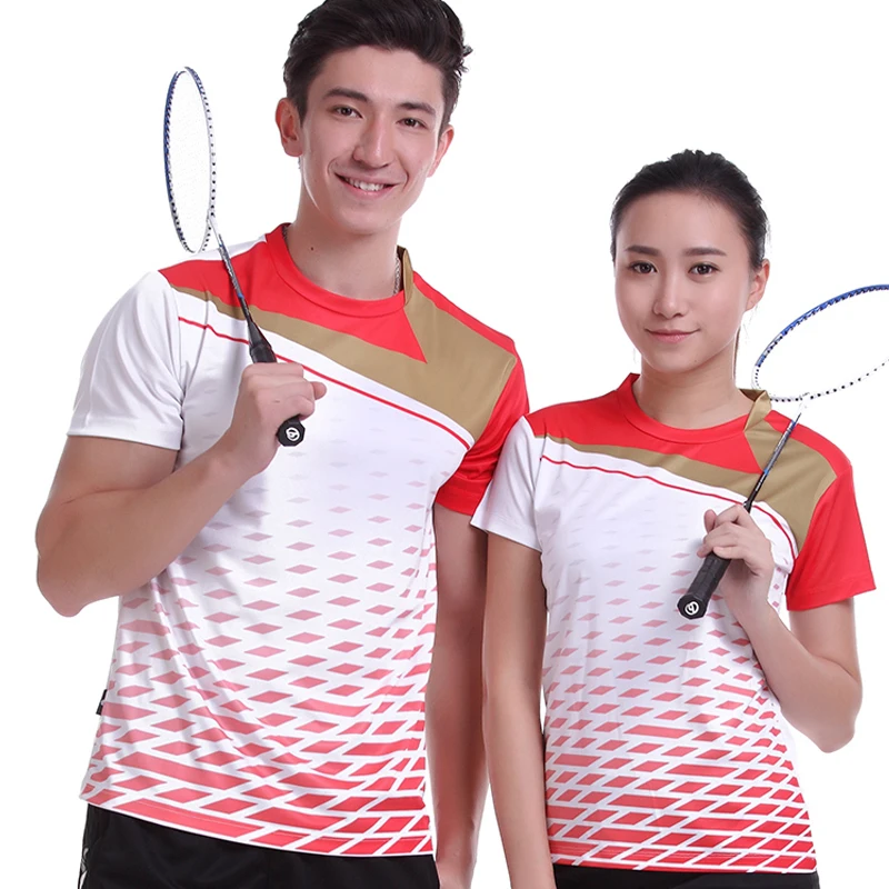 

2017 Sportswear Quick Dry Breathable Badminton Shirt,Women/Men Table Tennis White Clothes Team Game Short Sleeve O Neck T Shirts