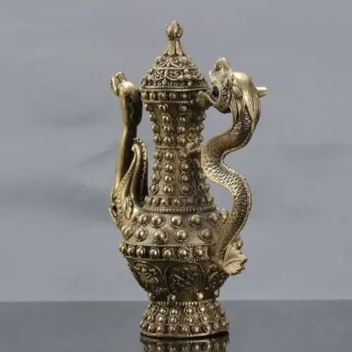 Китайский латунный ручной чайник с ручкой дракона