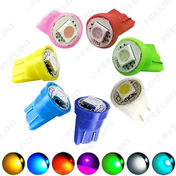 

FEELDO 4PCS DC12V Car 168 194 T10 5050 Chip 1SMD LED Wedge Base Car LED Light Bulbs 7-Color #HQ1525