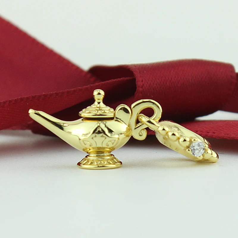 

ROCKART Authentic 925 Sterling Silver Magic Lamp Dangle Charm Fits Original Bracelets DIY Beads Fairy Tale