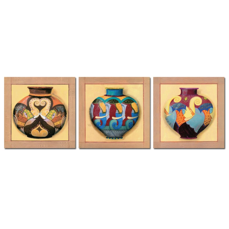 

3PCS Retro abstract ceramic vase rhinoceros Elephant Wall Vintage Oil Painting Prints on Canvas Landscape Pictures Home Decor
