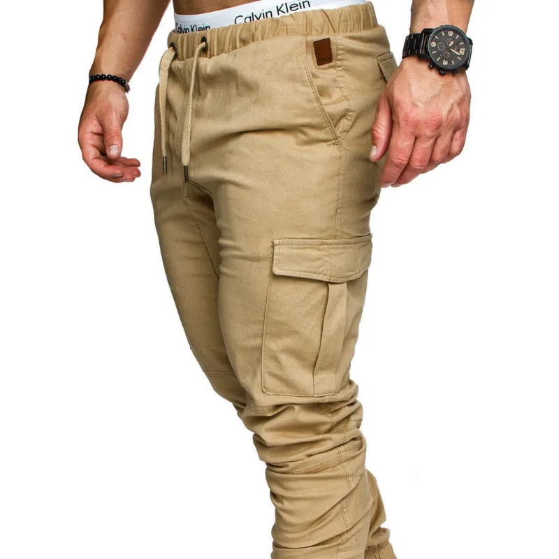 Ropa De Hombre карго прямые брюки карманы полная длина тонкие брюки повседневные мужские брюки карго Брюки мужские уличные плиссированные повседневные