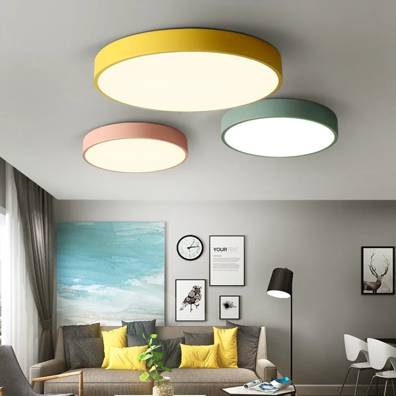

Round white / black / gray / pink / blue / yellow / green ceiling lamp Residential & Office & Commercial Ceiling Lights Lighting