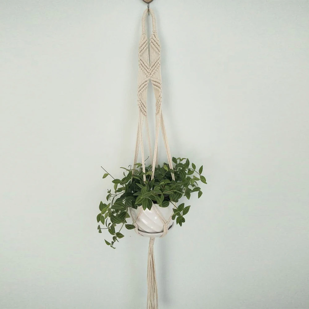 

NEW HOT SALES Pot Holder Macrame Plant Hanger Hanging Planter Basket Natural Fine Hemp Rope Braided Craft
