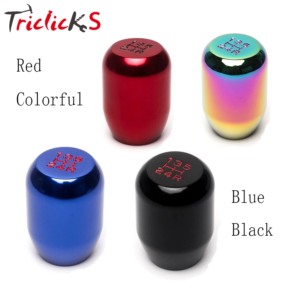 Triclicks Car Manual Gear Shift Shifter Stick Head Knob Selector Lever 5 Speed Cover Aluminum