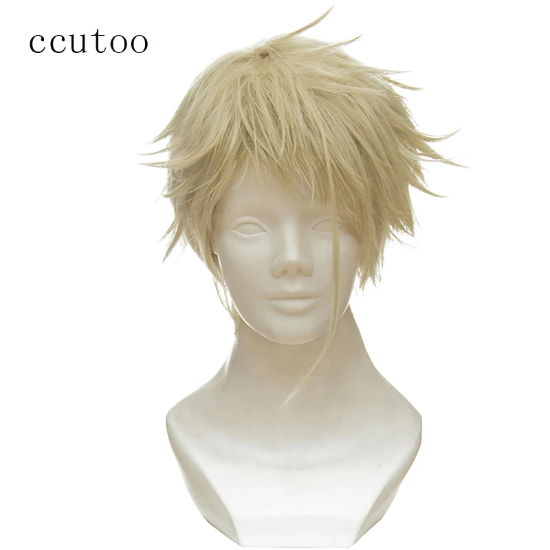 

ccutoo Violet Evergarden Benedict Blue Short Synthetic Cosplay Wigs Heat Resistant Perucas Costume Party Wigs Hair
