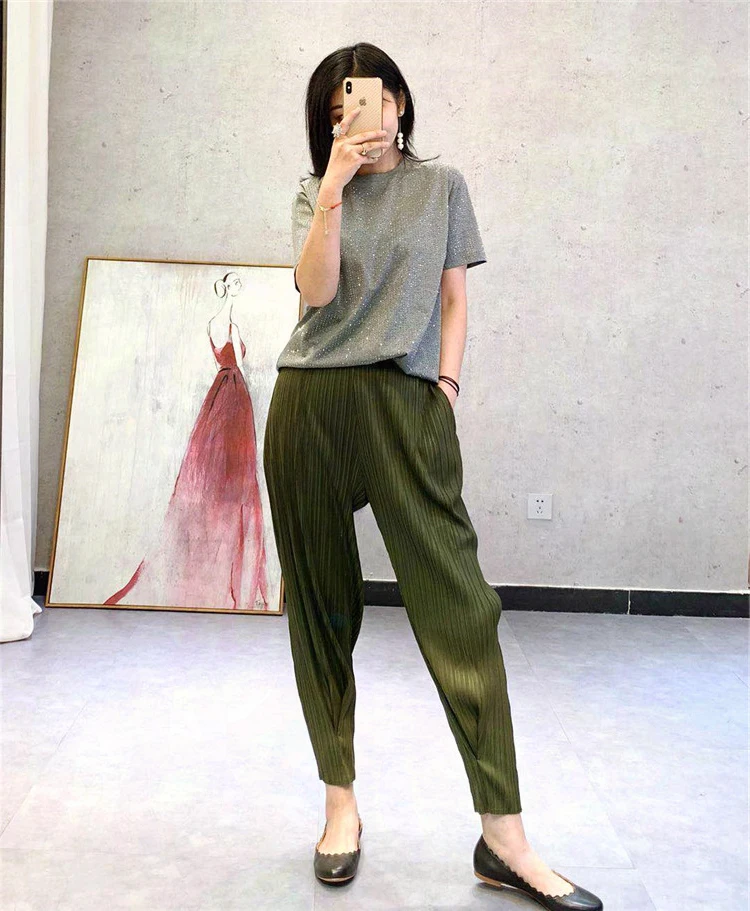 Issey Miyake мода весна и лето средняя талия сплошной гарем лодыжки-длина Штаны в наличии
