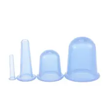 4 Pcs Silicone Cupping Therapy Set Eye Face Body Vacuum Massage Cup Kit Anti Cellulite Suction Cupping Cups Pink