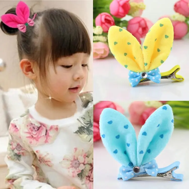 Korean Children Cute Rabbit Ears Hair Clip With A Little Bow Knot Lovely Hair AccessoriesHair