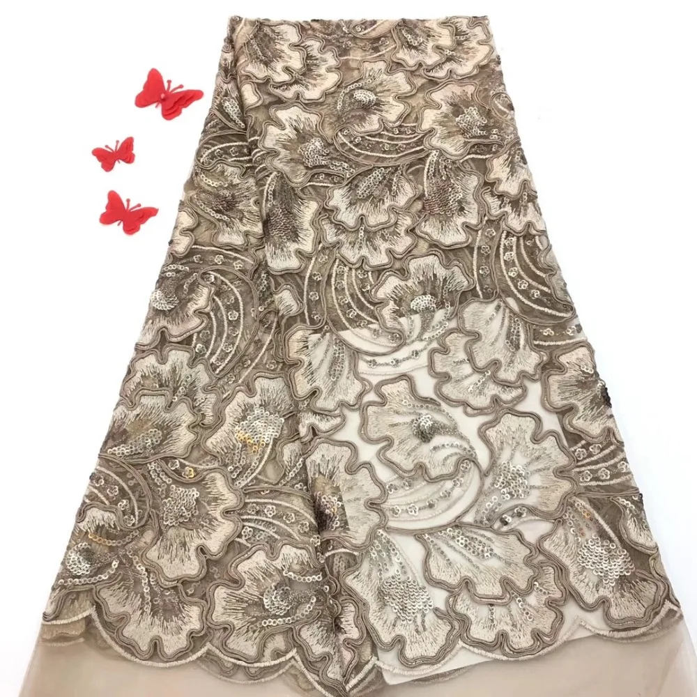 

The new French lace fabrics in Nigeria, the high quality embroidered gauze dress lace fabrics in Africa