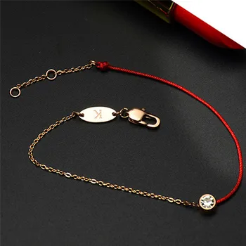

Canner String Stainless Steel Bracelets Women Cubic Zirconia Red Thread Line Handmade Chain Bracelet Birthday Gift Jewelry C3